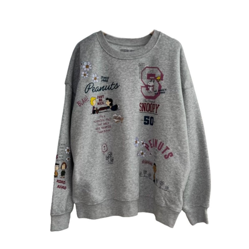 画像2: Unisex Snoopy&Woodstock & Friends Double-Sided Print Sweatshirt 男女兼用  ユニセックススヌーピー＆ウッドストック＆フレンズリバーシブルプリント 長袖 スウェットシャツ  トレーナー (2)