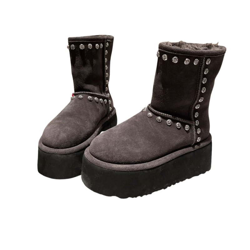 画像3: CH Studded Platform Sheepskin Short Boots CHスタッズ厚底シープスキンショートブーツ (3)
