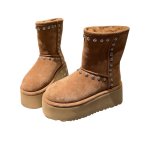 画像2: CH Studded Platform Sheepskin Short Boots CHスタッズ厚底シープスキンショートブーツ (2)