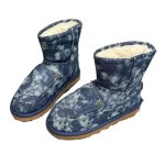 画像1: Tie-dye Denim painted classical platform short boots タイダイ デニムクラシカルペイントプラットフォーム ショートブーツ (1)