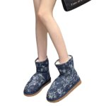 画像3: Tie-dye Denim painted classical platform short boots タイダイ デニムクラシカルペイントプラットフォーム ショートブーツ (3)