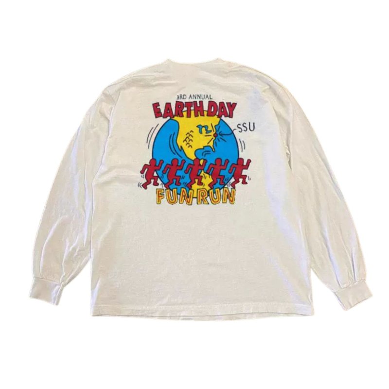 画像1: Unisex Keith Haring Earth Day Print Long-Sleeve T-Shirt  ユニセックス 男女兼用キース ヘリングアースデイプリント長袖Tシャツ (1)