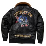 画像1: Felix the Cat Real Leather MA1 flight jacket Varsity Baseball Jacket ユニセックス男女兼用 フィリックス・ザ・キャット 本革 レザー ファー付 フライトジャケット スタジャンベースボールジャケット (1)