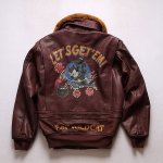 画像4: Felix the Cat Real Leather MA1 flight jacket Varsity Baseball Jacket ユニセックス男女兼用 フィリックス・ザ・キャット 本革 レザー ファー付 フライトジャケット スタジャンベースボールジャケット (4)