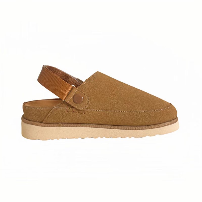 画像4: Closed-toe suede platform sandal-slippers with back straps  バックストラップ付きクローズドトゥスエード厚底サンダルスリッパ (4)