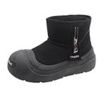 画像7: Round-toe leather short snow boots with faux-fur lining ユニセックス 男女兼用 ラウンドトゥ裏ボアレザーショートブーツスノーブーツ (7)