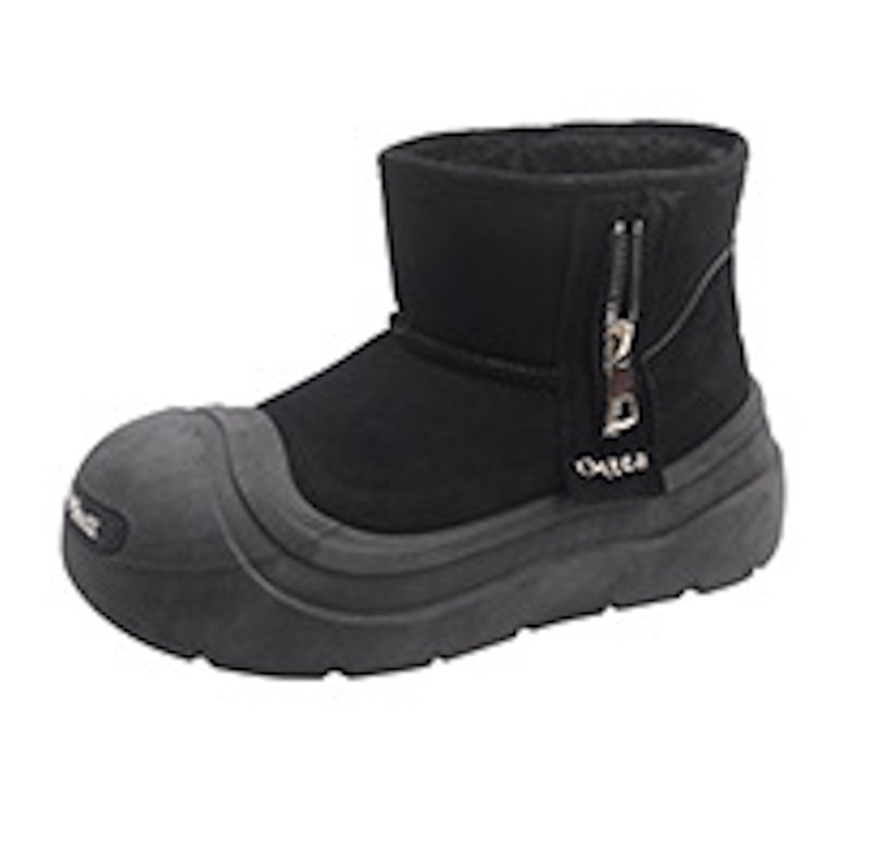画像7: Round-toe leather short snow boots with faux-fur lining ユニセックス 男女兼用 ラウンドトゥ裏ボアレザーショートブーツスノーブーツ (7)
