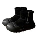 画像5: Round-toe leather short snow boots with faux-fur lining ユニセックス 男女兼用 ラウンドトゥ裏ボアレザーショートブーツスノーブーツ (5)