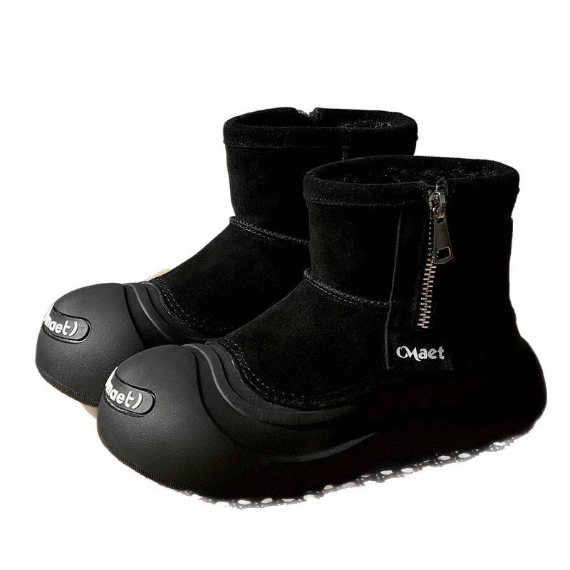 画像5: Round-toe leather short snow boots with faux-fur lining ユニセックス 男女兼用 ラウンドトゥ裏ボアレザーショートブーツスノーブーツ (5)