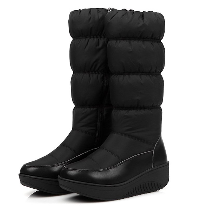 画像7: Long-length platform down snow boots with side zips and thick faux-fur lining.男女兼用サイドジップ付きロング丈厚底ダウンブーツ厚手ボアスノーブーツ (7)