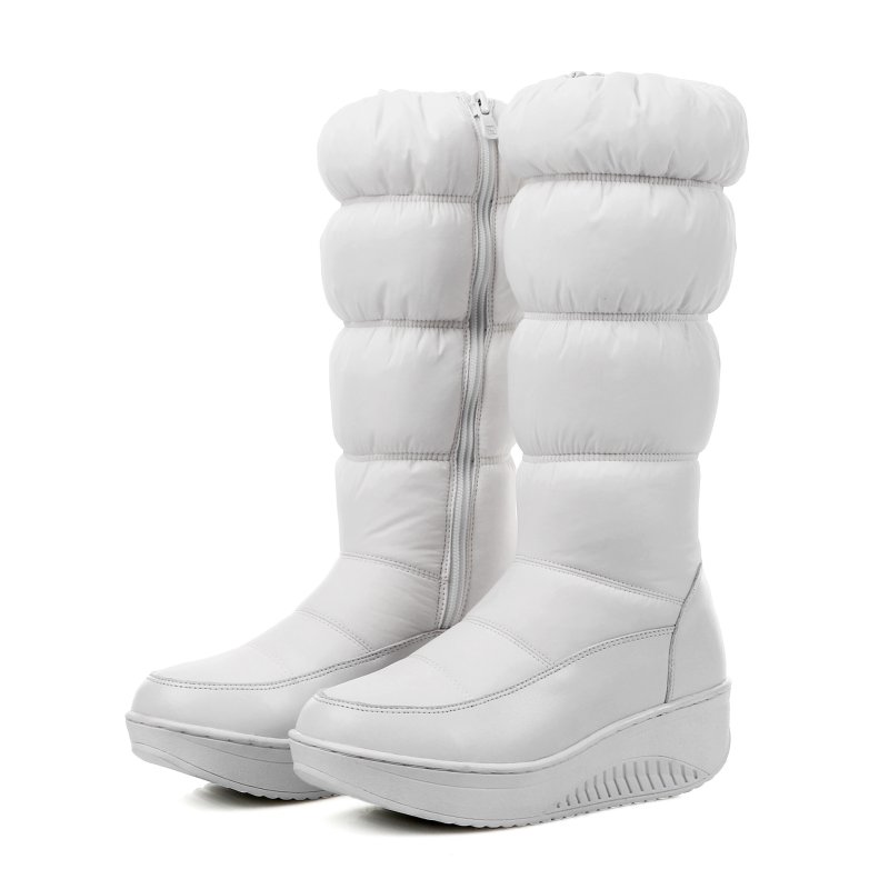 画像3: Long-length platform down snow boots with side zips and thick faux-fur lining.男女兼用サイドジップ付きロング丈厚底ダウンブーツ厚手ボアスノーブーツ (3)
