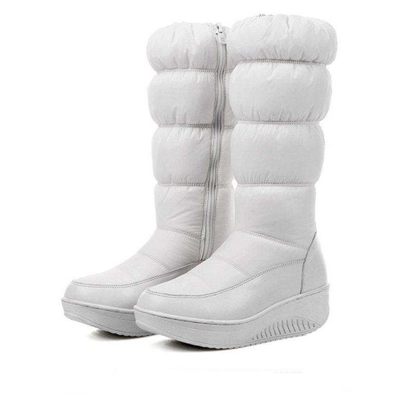 画像6: Long-length platform down snow boots with side zips and thick faux-fur lining.男女兼用サイドジップ付きロング丈厚底ダウンブーツ厚手ボアスノーブーツ (6)