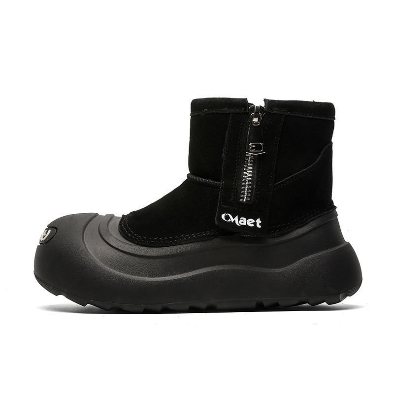 画像3: Round-toe leather short snow boots with faux-fur lining ユニセックス 男女兼用 ラウンドトゥ裏ボアレザーショートブーツスノーブーツ (3)