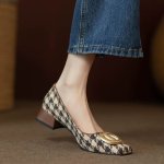 画像2: Houndstooth check hardware flat pumps 千鳥格子金具付きフラットパンプス (2)