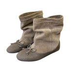 画像5: Round-toe flat leather slouch boots with a ribbon detail　ラウンドトゥリボン付きフラットレザールーズブーツ (5)