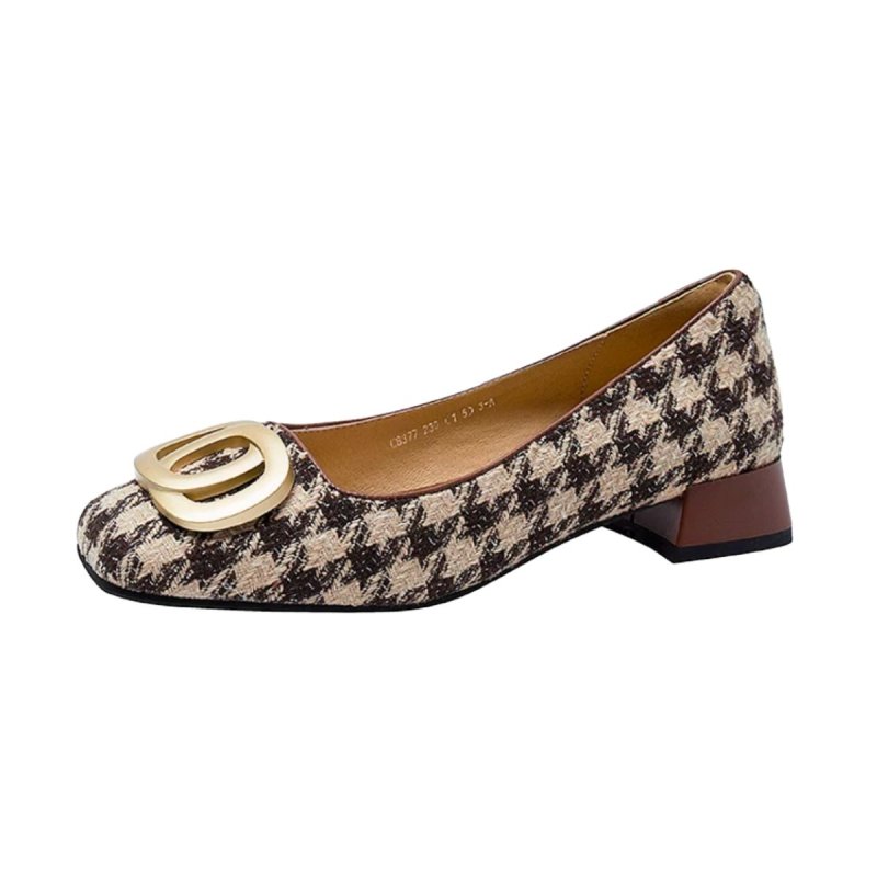 画像1: Houndstooth check hardware flat pumps 千鳥格子金具付きフラットパンプス (1)