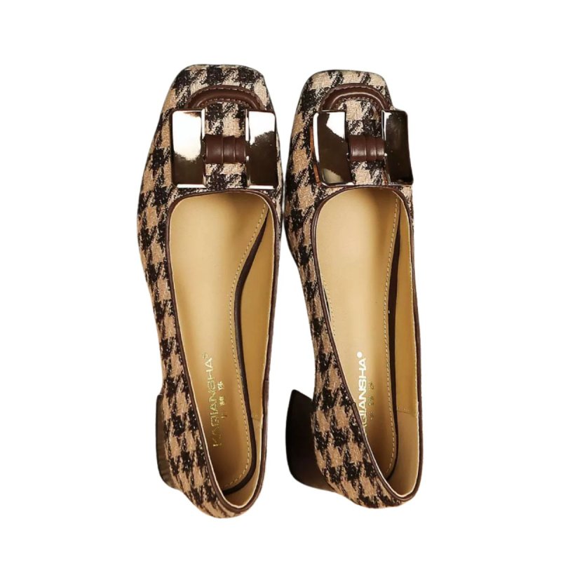 画像3: Houndstooth check hardware flat pumps 千鳥格子金具付きフラットパンプス (3)