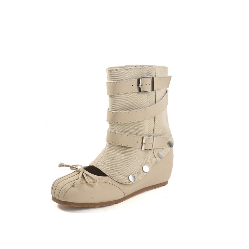 画像5: 2-way riding boots with an internal heel and buckle インヒールバックル付き 2WAY取り外し可能バレエシューズスタイルライディングブーツ (5)