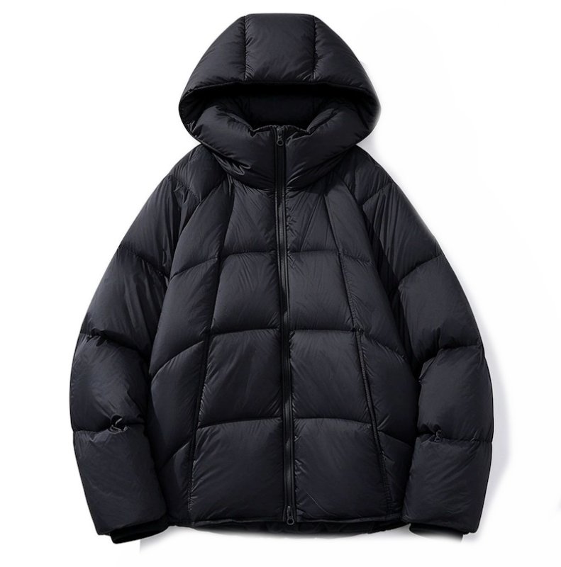 画像1: Basic Stylish Hooded Down Jacket　ユニセックス男女兼用スタイリッシュフーディダウンジャケット (1)