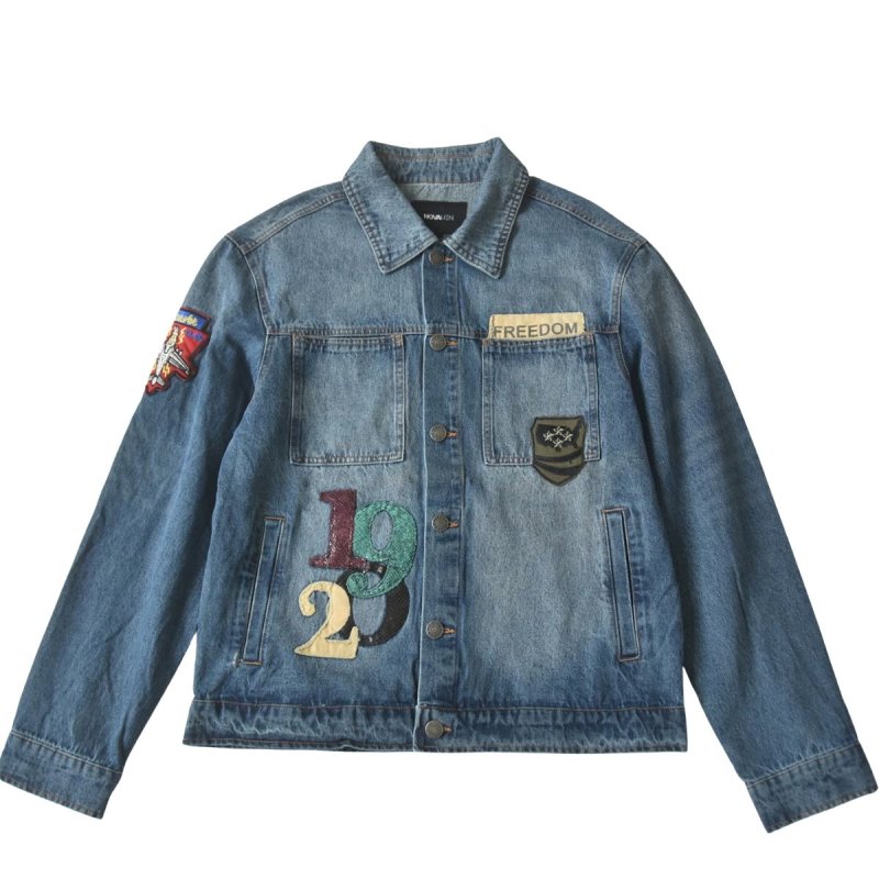 画像1: Numbering Denim Jacket　ユニセックス男女兼用ナンバリング デニムGジャンジャケット (1)