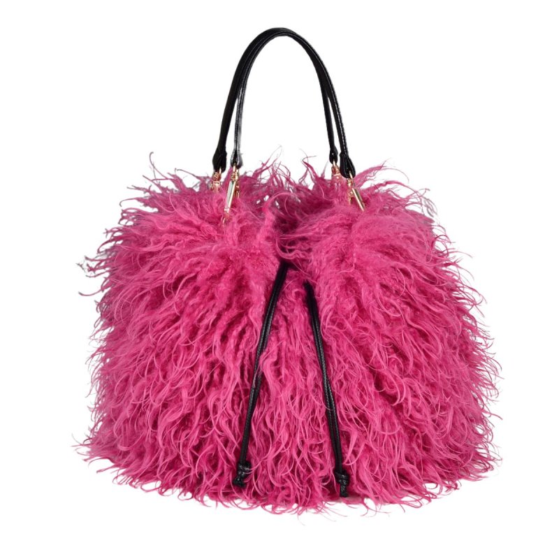 画像6: Fluffy Faux-Fur Drawstring Tote/Shoulder Bag　モコモコファーキンチャクトートショルダーバッグ (6)