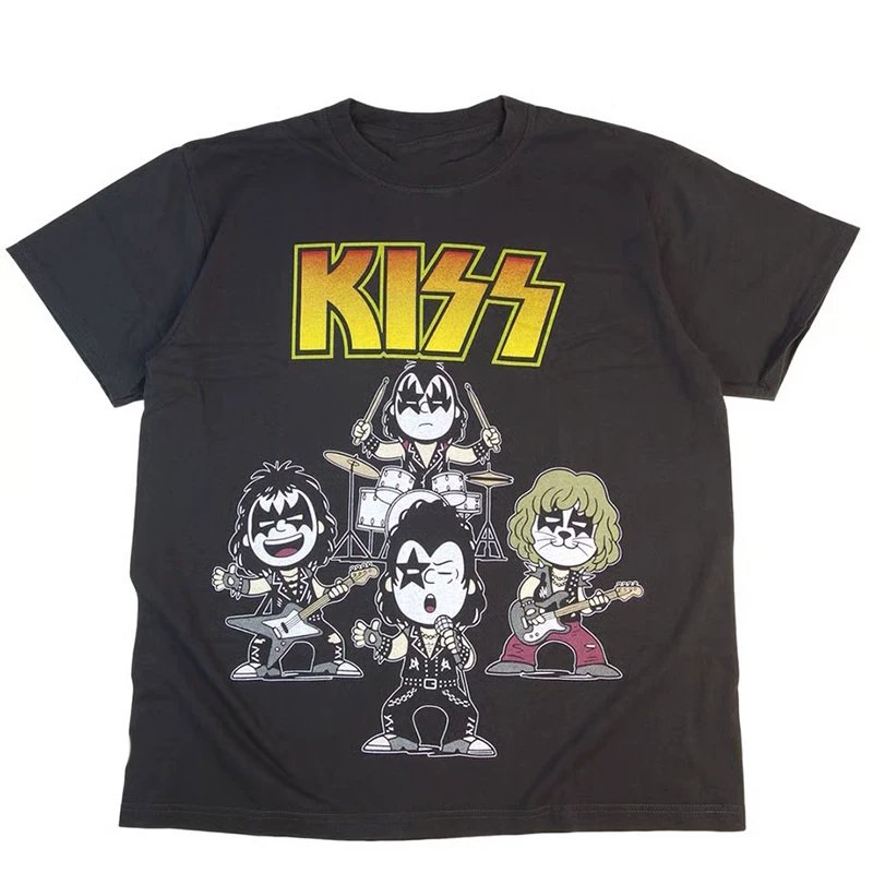 画像2: Unisex Snoopy Band x KISS Band Short Sleeve T-Shirt ユニセックス 男女兼用 スヌーピーバンド×KISS半袖Tシャツ  (2)