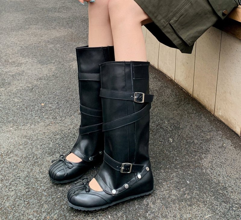 画像10: 2-way riding boots with an internal heel and buckle インヒールバックル付き 2WAY取り外し可能バレエシューズスタイルライディングブーツ (10)