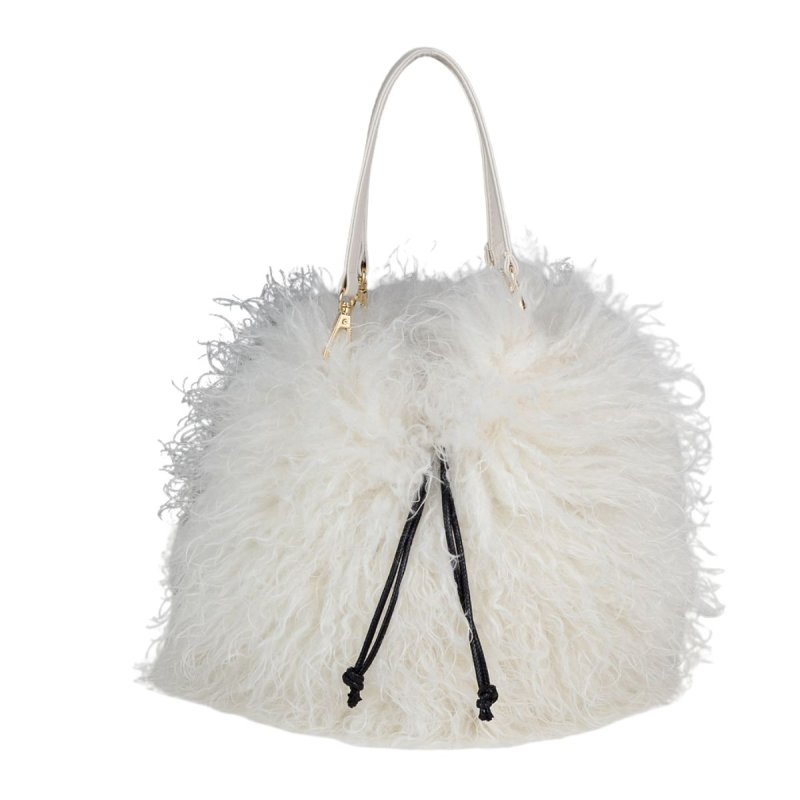 画像4: Fluffy Faux-Fur Drawstring Tote/Shoulder Bag　モコモコファーキンチャクトートショルダーバッグ (4)