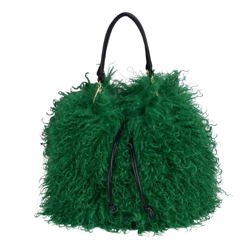 画像5: Fluffy Faux-Fur Drawstring Tote/Shoulder Bag　モコモコファーキンチャクトートショルダーバッグ (5)