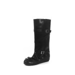 画像1: 2-way riding boots with an internal heel and buckle インヒールバックル付き 2WAY取り外し可能バレエシューズスタイルライディングブーツ (1)