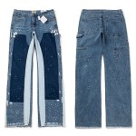画像1: Unisex Paint Damage denim skater jeans denim casual pants  ユニセックス男女兼用 ペイント ダメージ デニムスケータージーンズデニムパンツ (1)