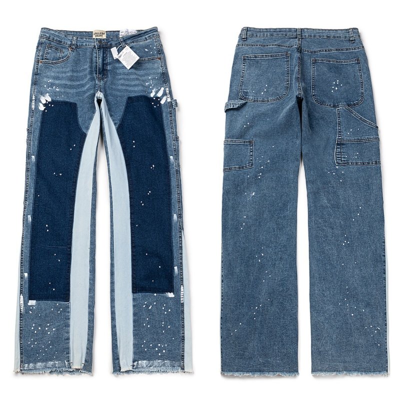 画像1: Unisex Paint Damage denim skater jeans denim casual pants  ユニセックス男女兼用 ペイント ダメージ デニムスケータージーンズデニムパンツ (1)
