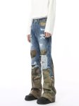 画像2: Unisex Patchwork Camouflage denim skater jeans denim casual pants  ユニセックス男女兼用 パッチワーク 迷彩 デニムスケータージーンズデニムパンツ (2)