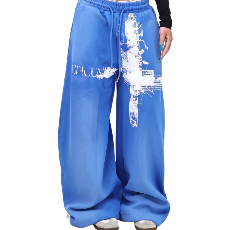 画像4: Wide-leg sweatpants with a curved silhouette, featuring cross and logo prints ユニセックス 男女兼用クロス＆ロゴプリント　カーブシルエット・ワイドスウェットパンツ (4)