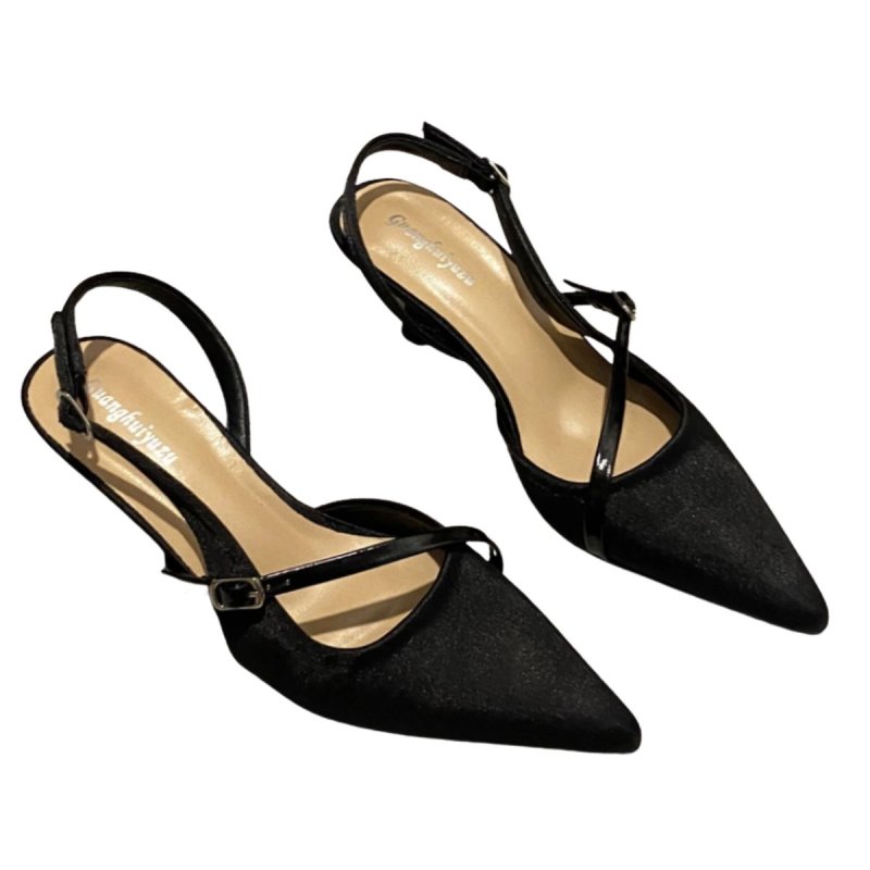 画像4: Women’s pointed leopard single shoes sandals Mules レオパード コンビ バックストラップ パンプス ミュール (4)