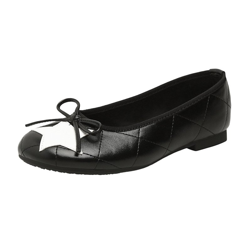 画像1: Quilted Leather & Star Flat Pumps　レザーキルティング＆スターフラットパンプス (1)