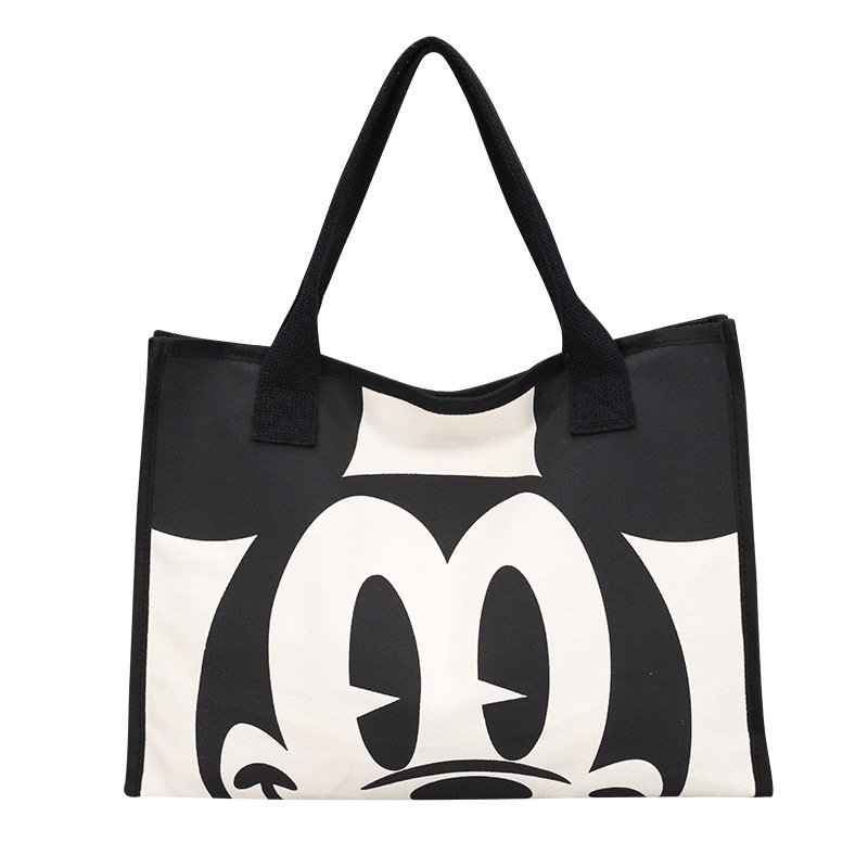 画像2: Mickey Mouse Big Face Canvas Tote Shoulder Bag ユニセックス 男女兼用 ミッキー キャンバス エコトート ショルダーバッグ  (2)