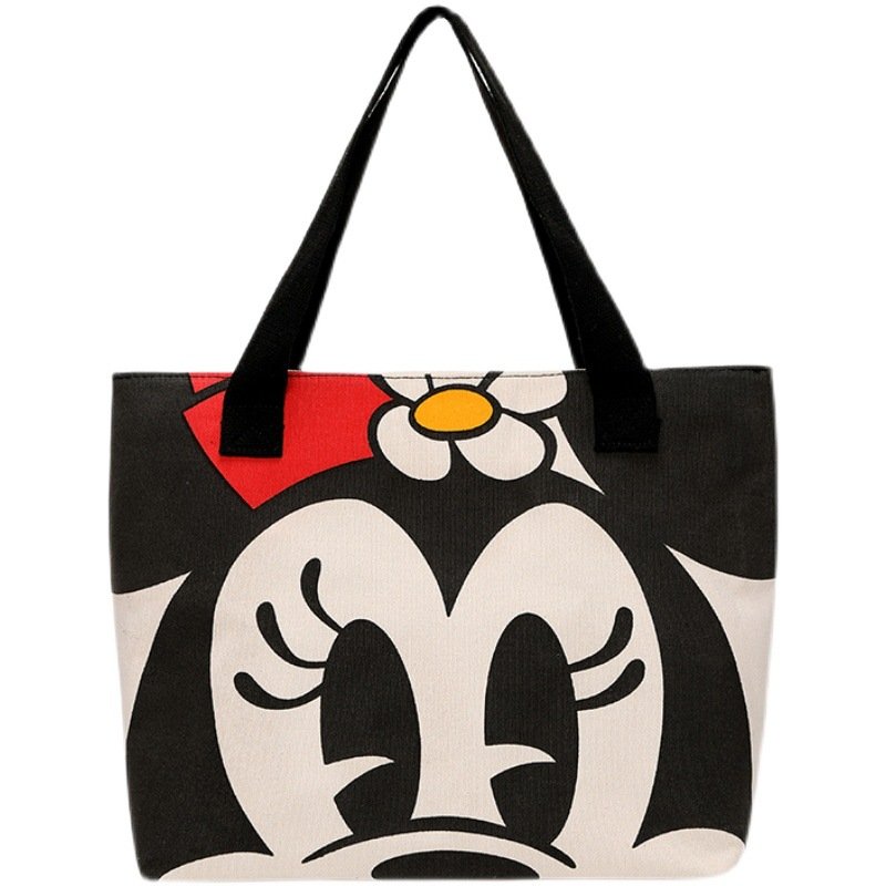 画像1: Minnie Mouse Big Face Canvas Tote Shoulder Bag ユニセックス 男女兼用 ミニーマウス キャンバスエコトート ショルダーバッグ  (1)