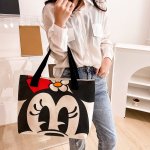 画像2: Minnie Mouse Big Face Canvas Tote Shoulder Bag ユニセックス 男女兼用 ミニーマウス キャンバスエコトート ショルダーバッグ  (2)