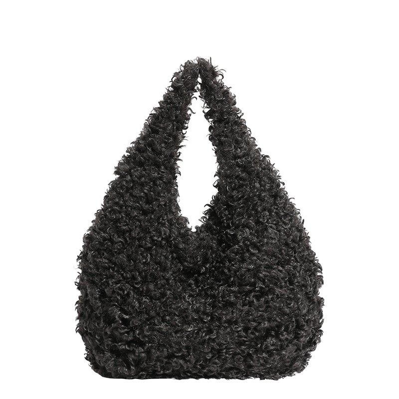 画像2: Fluffy Mongolian Fur One-Shoulder Tote Bag ユニセックス 男女兼用 モコモコモンゴリアンファーショルダーワンショルダートートバッグ (2)