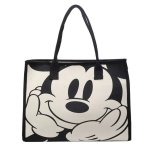 画像1: Mickey Mouse Big Face Canvas Tote Shoulder Bag ユニセックス 男女兼用 ミッキー キャンバス エコトート ショルダーバッグ  (1)