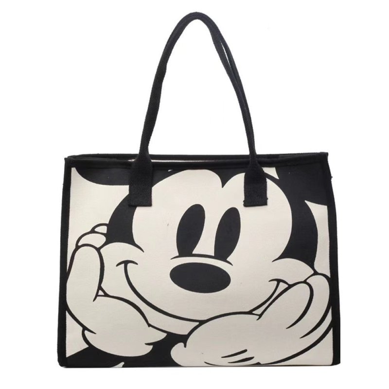 画像1: Mickey Mouse Big Face Canvas Tote Shoulder Bag ユニセックス 男女兼用 ミッキー キャンバス エコトート ショルダーバッグ  (1)