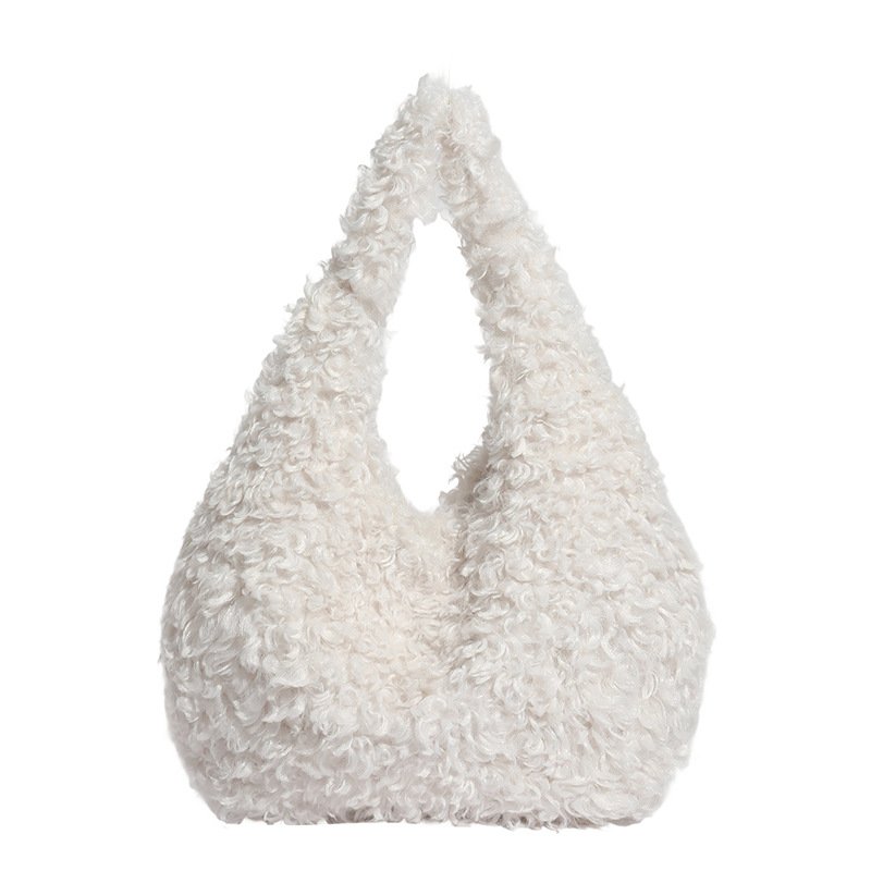 画像4: Fluffy Mongolian Fur One-Shoulder Tote Bag ユニセックス 男女兼用 モコモコモンゴリアンファーショルダーワンショルダートートバッグ (4)