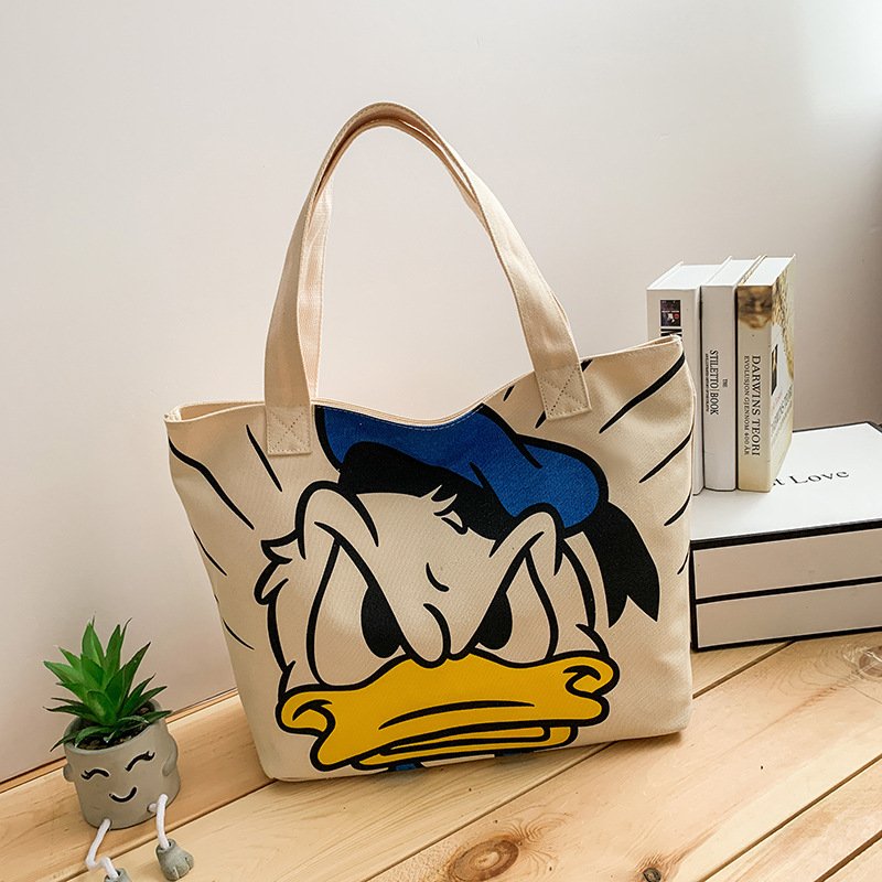 画像4: Minnie Mouse Big Face Canvas Tote Shoulder Bag ユニセックス 男女兼用 ミニーマウス キャンバスエコトート ショルダーバッグ  (4)