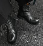 画像3: Vintage-finish chunky-sole leather Chelsea boots　ユニセックス 男女兼用  ヴィンテージ加工チャンキーソールレザーチェルシーブーツ (3)