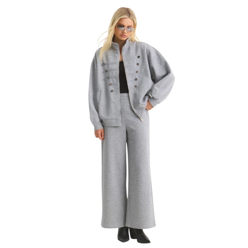 画像1: Napoleon Sweat Setup Jacket & Long Pants ミリタリースタイル メタルボタンデザイン スウェット セットアップ (1)