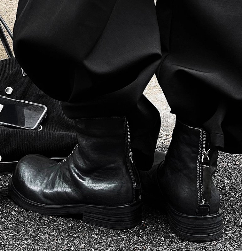 画像2: Vintage-finish chunky-sole leather Chelsea boots　ユニセックス 男女兼用  ヴィンテージ加工チャンキーソールレザーチェルシーブーツ (2)