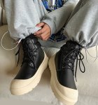 画像4: Platform lace-up leather high-top boot sneakers ユニセックス 男女兼用 厚底プラットフォームレースアップレザーハイカットブーツスニーカー (4)