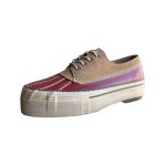 画像2: Unisex British-style lace-up leather sneakers with mixed-material panelingユニセックス 男女兼用異素材切り替え厚底レザーブリティッシュレースアップスニーカー (2)