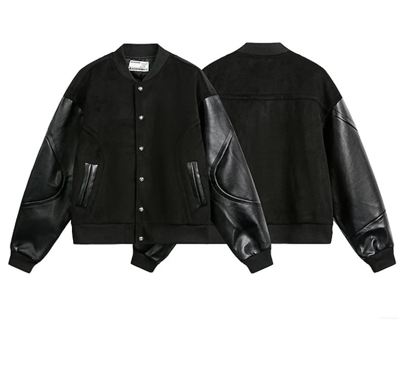 画像3: Leather-Sleeve Basic Stadium Jacket　ユニセックス男女兼用レザースリーブベーシックスタジャンスタジアムジャケット (3)
